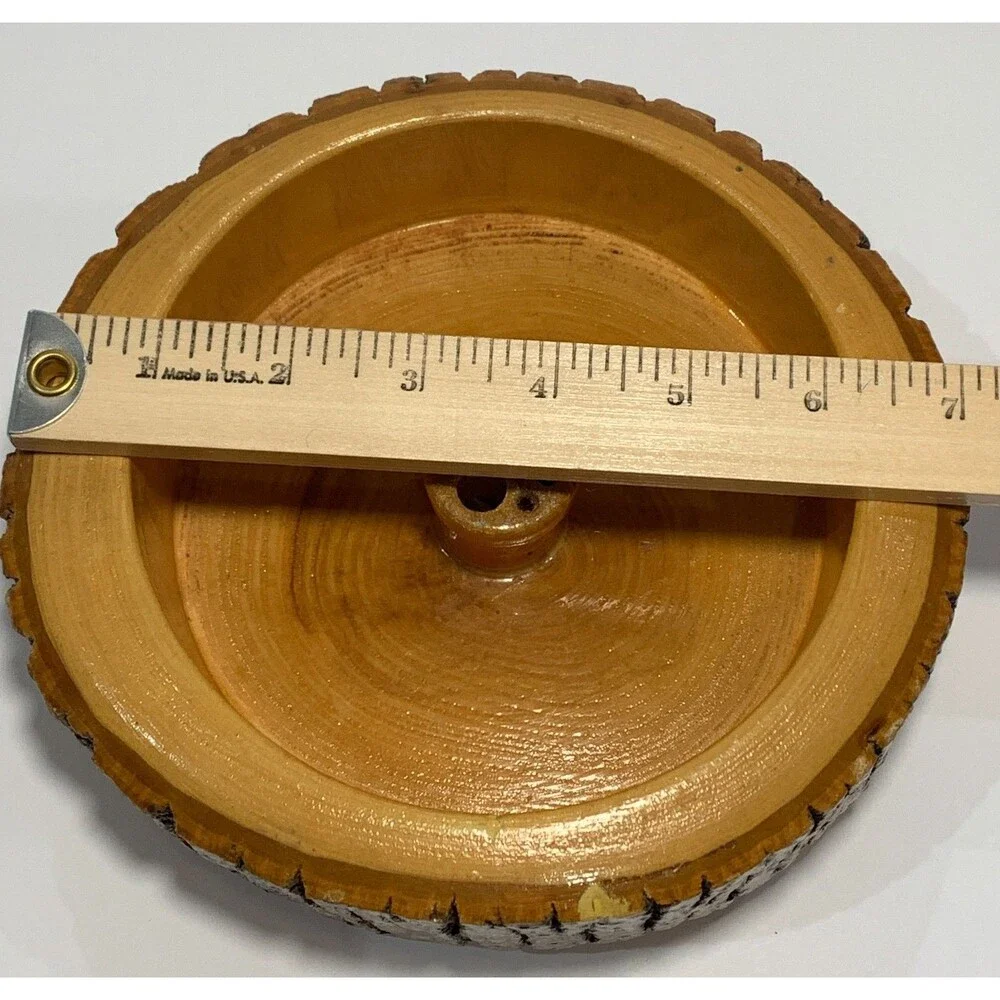 Vintage Wood Bark Mixed Nuts Bowl, Nutcracker/Pick Tool Holder, Cabin Decor MCM